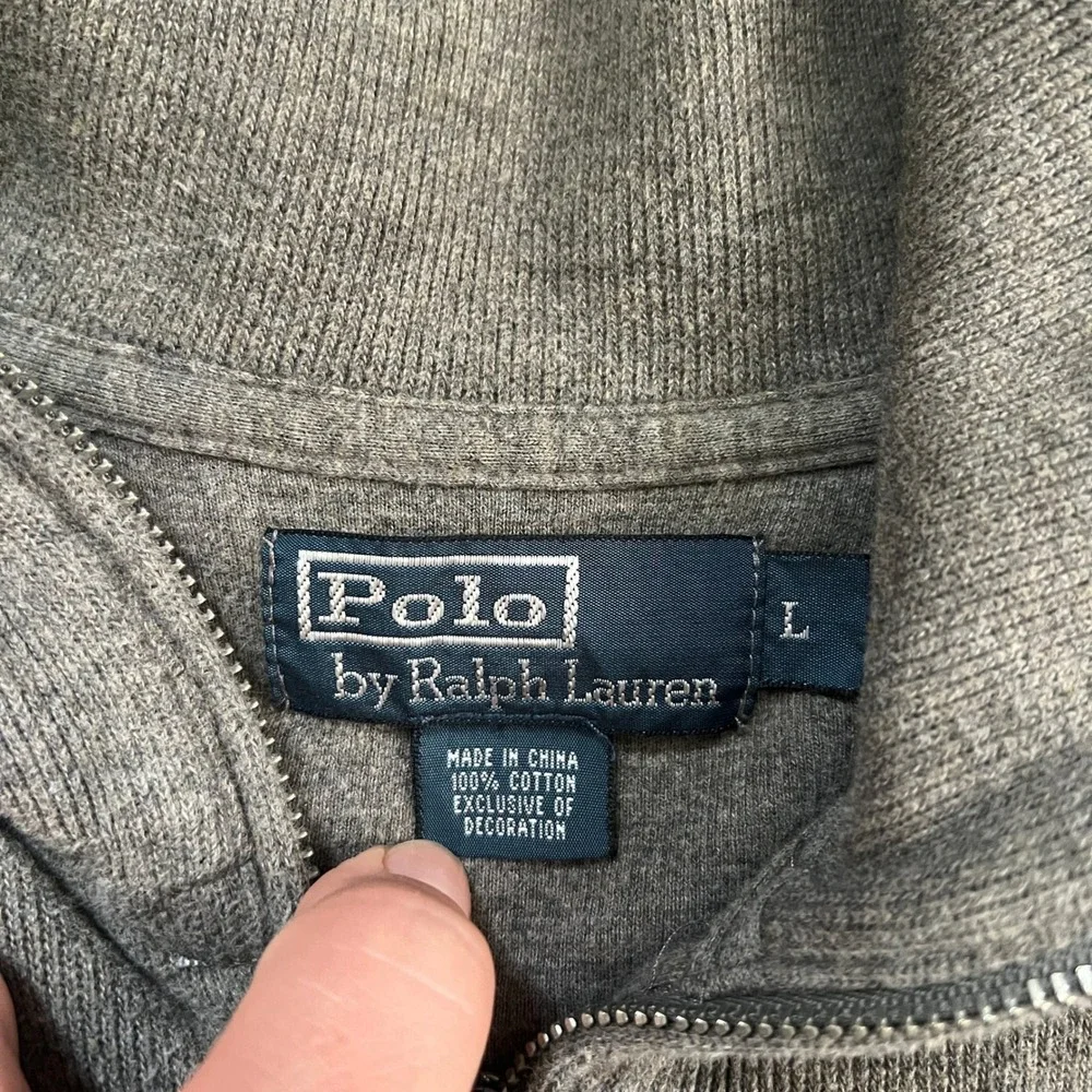 Polo Ralph Lauren Mens Gray 100% Cotton Quarter Zip Pullover Sweater Size L
